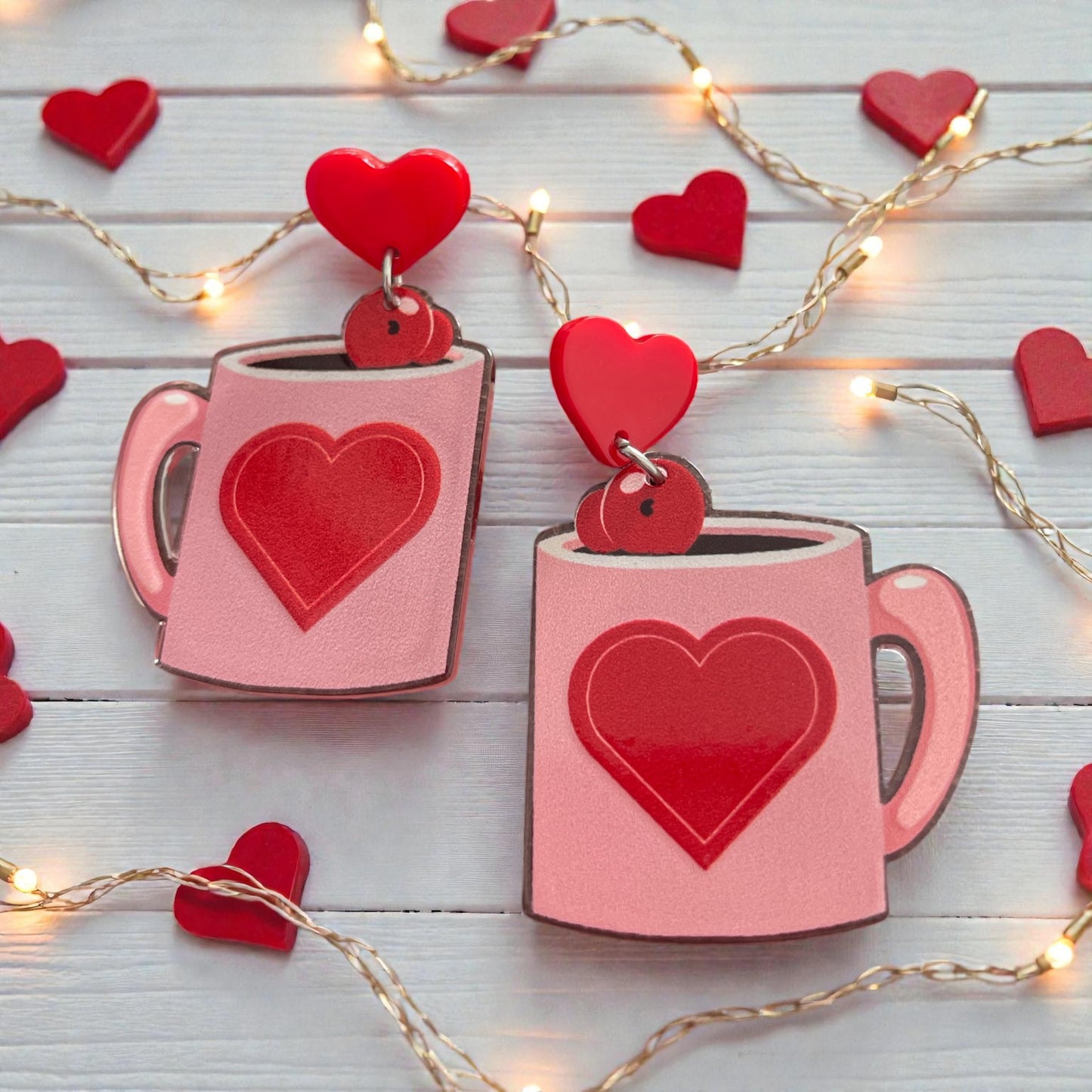 Love Mug Heart Dangle Earrings