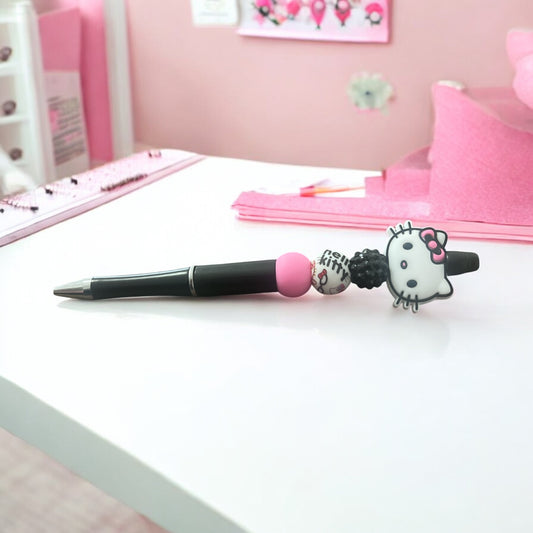 Hello Kitty Silicone Beaded Pen – Black Ink Pen with Refill