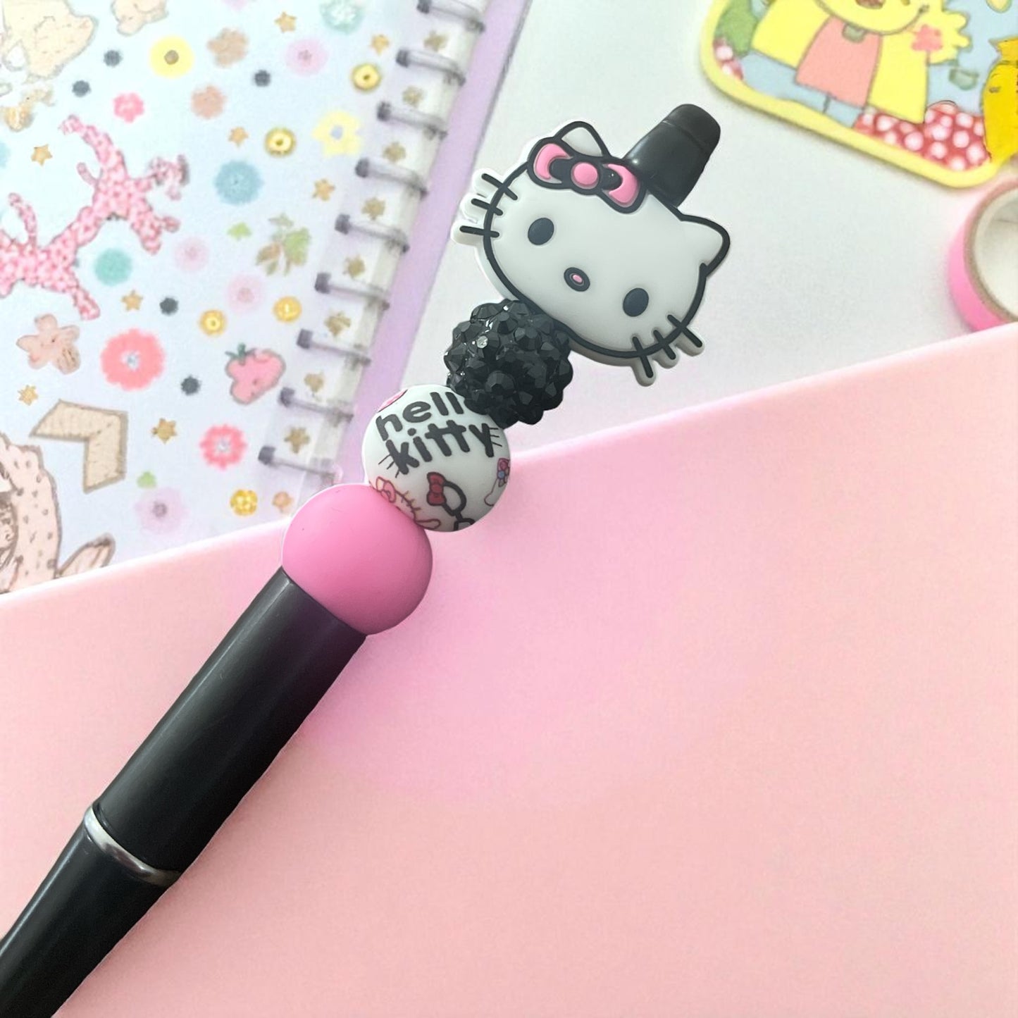 Hello Kitty Silicone Beaded Pen – Black Ink Pen with Refill