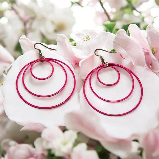 Bold Bloom Hot Pink Circle Earrings