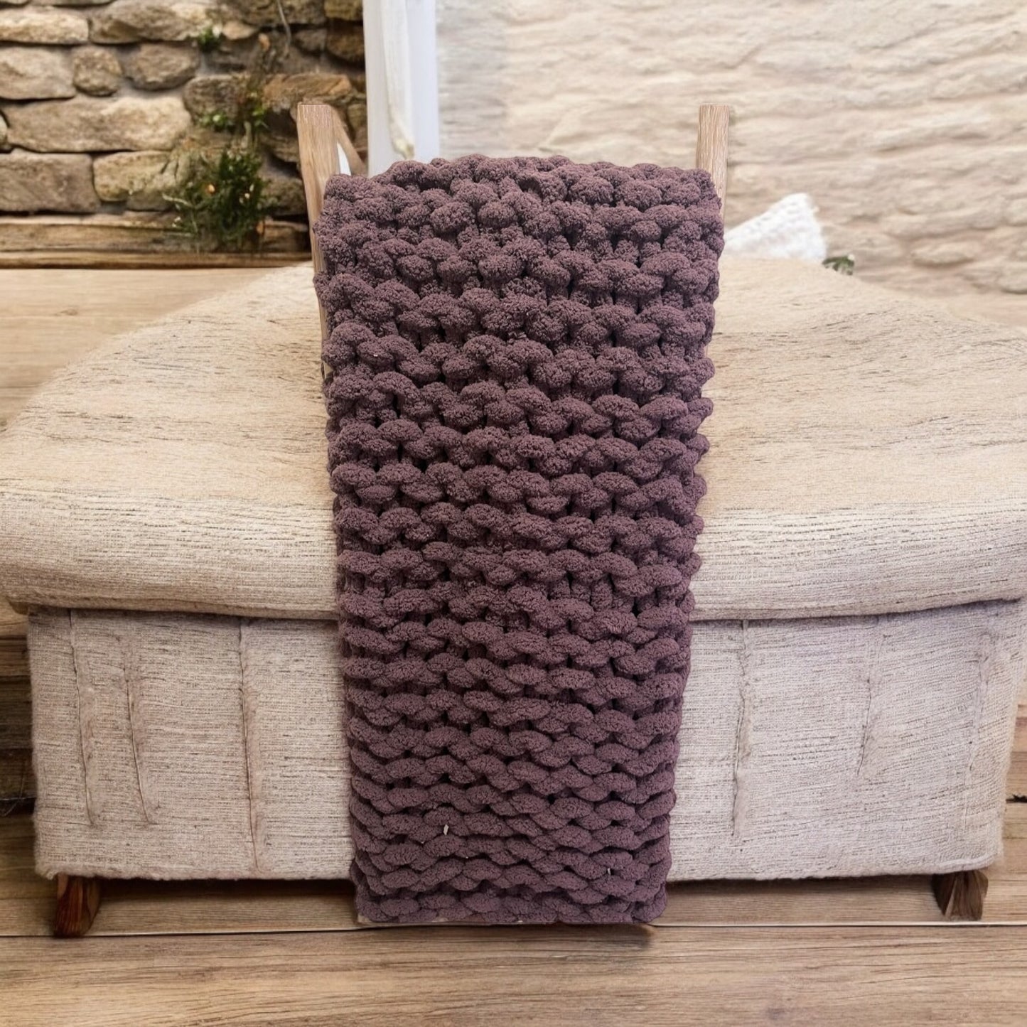 Jumbo Chenille Lavender Chunky Knit Throw