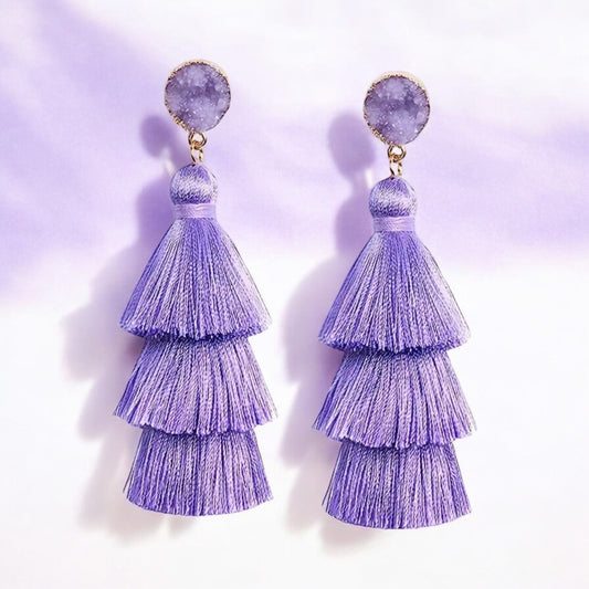 Chic Lavender Tassel Earrings