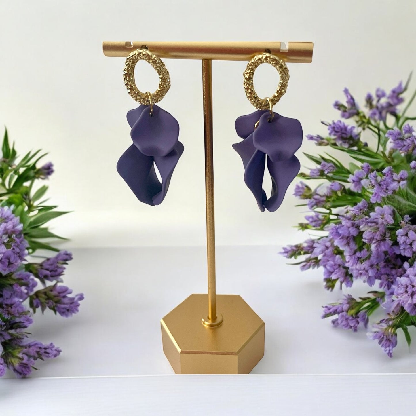 Lavender Bloom Drop Earrings