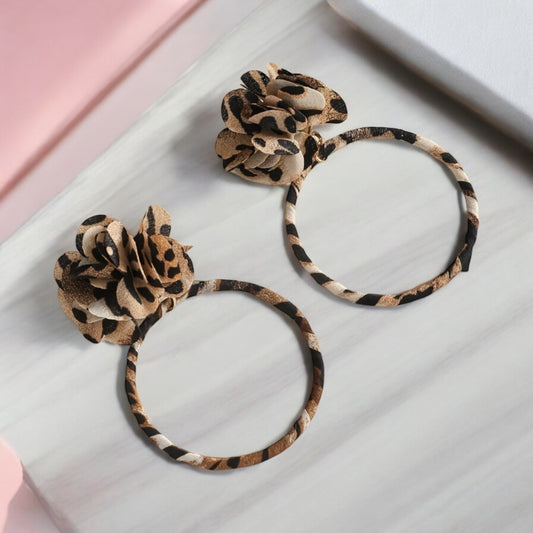 Leopard Bloom Hoop Earrings