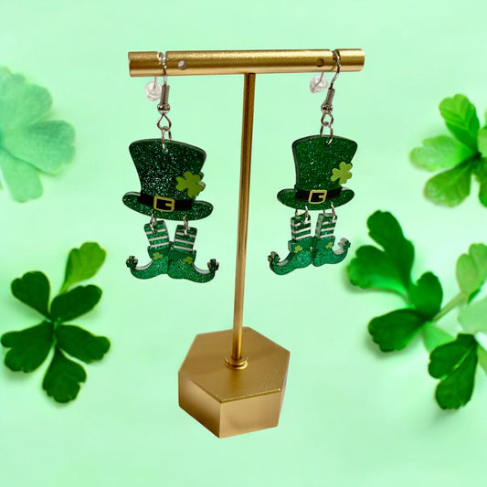 Glittery Leprechaun Hat Earrings