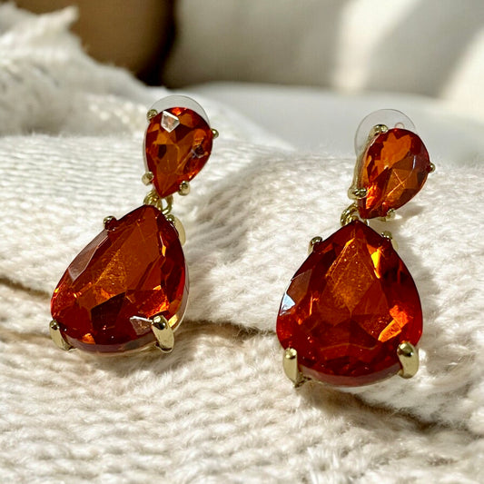 Fiery Orange Teardrop Earrings