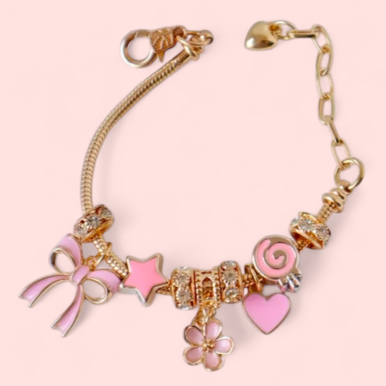 Pink & Gold Charm Bracelet