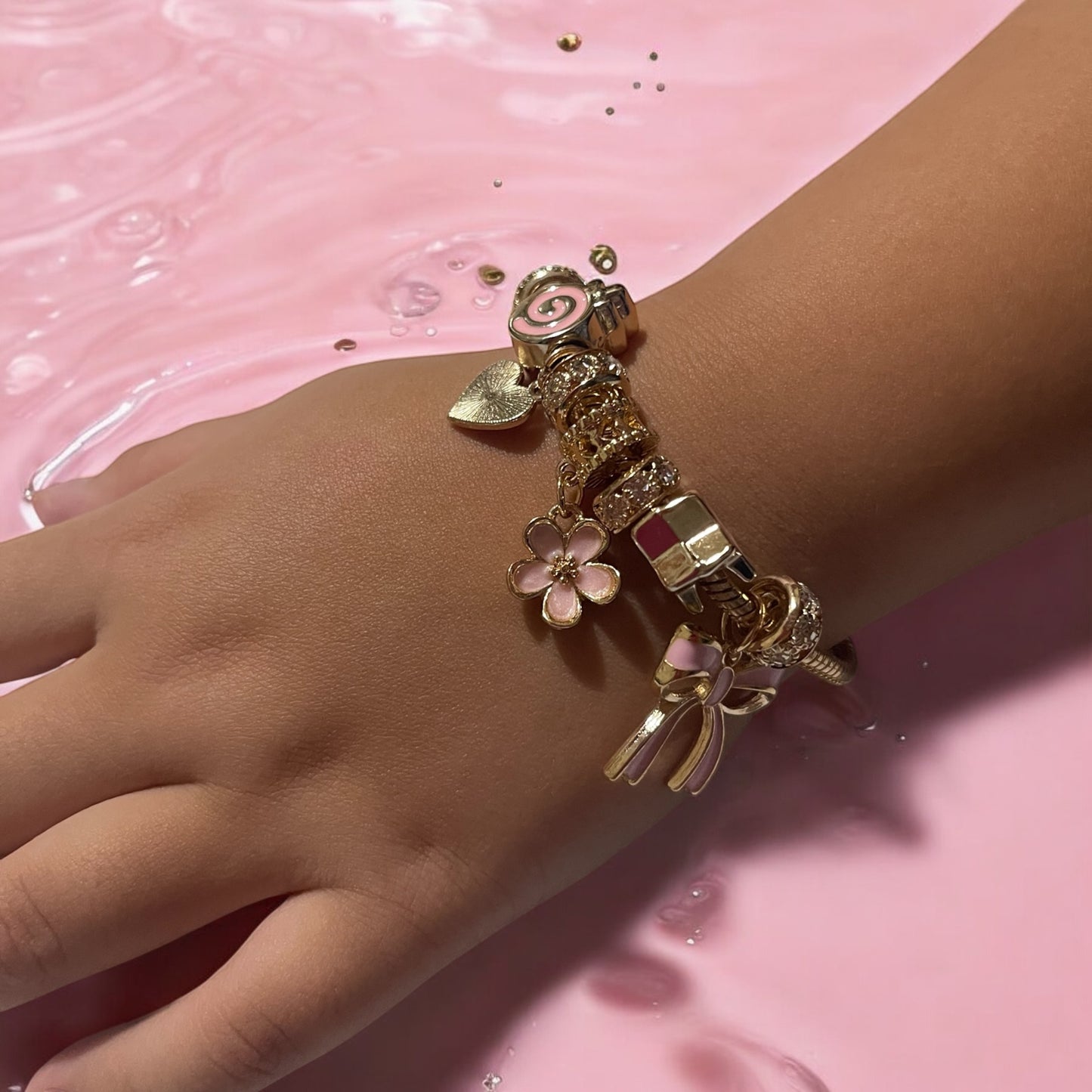 Pink & Gold Charm Bracelet