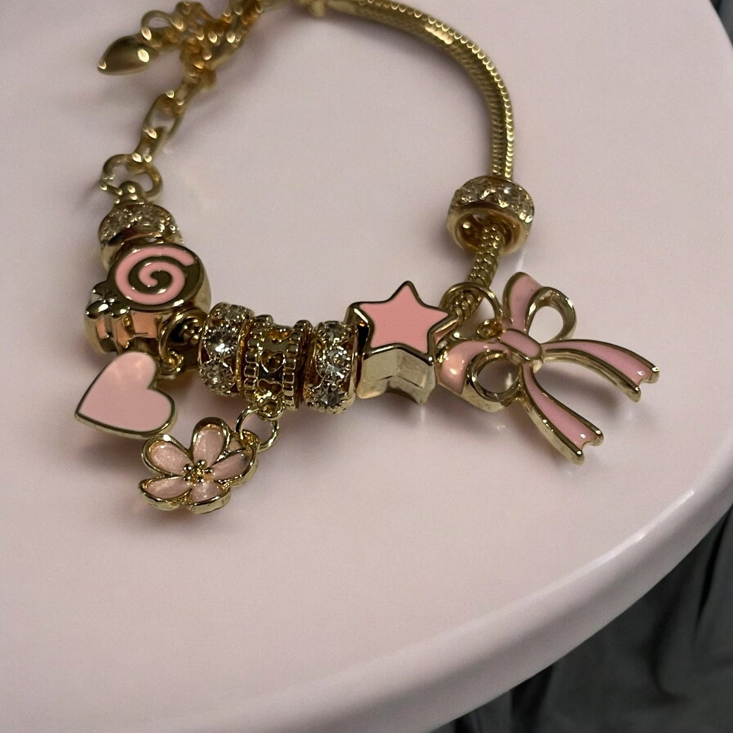 Pink & Gold Charm Bracelet