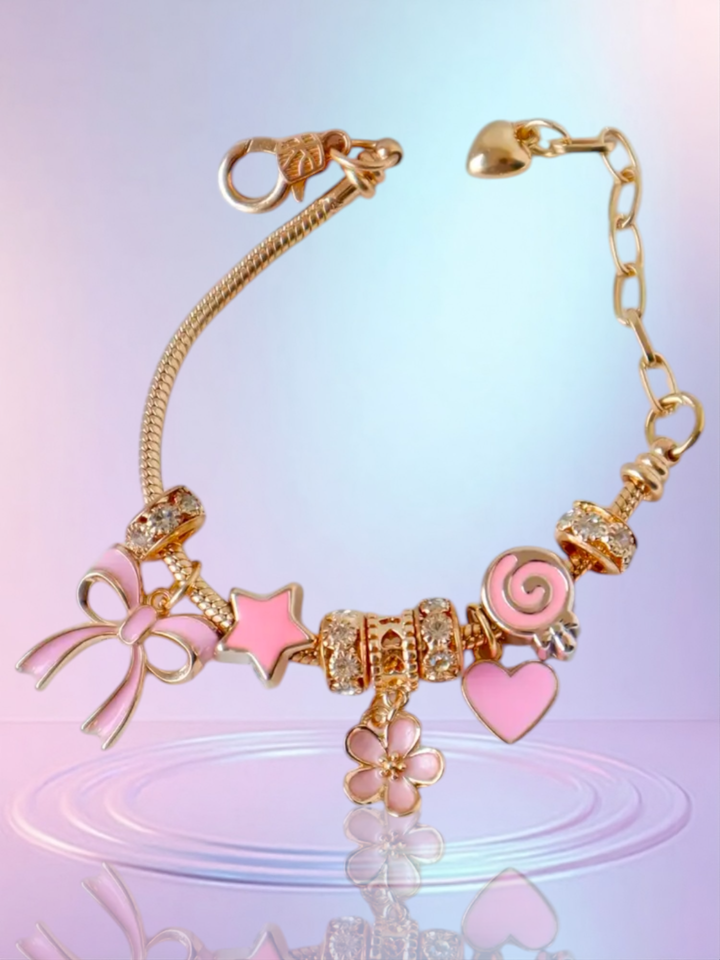 Pink & Gold Charm Bracelet