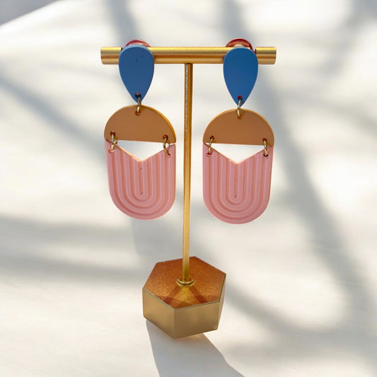 Sunset Pastel Geo Drop Earrings