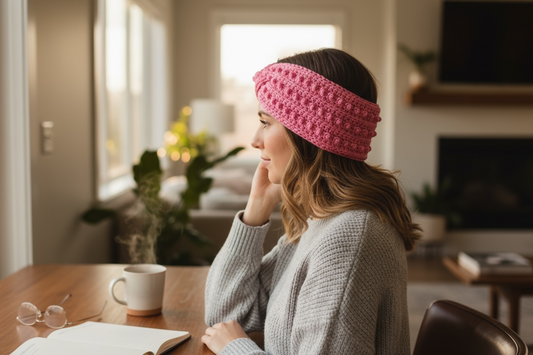 Enchanted Twist Crochet Headband - Pink