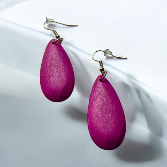 Pink Wood Earrings