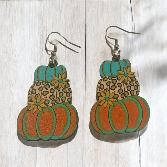 Tiered Pumpkin Patch Earrings with Teal
