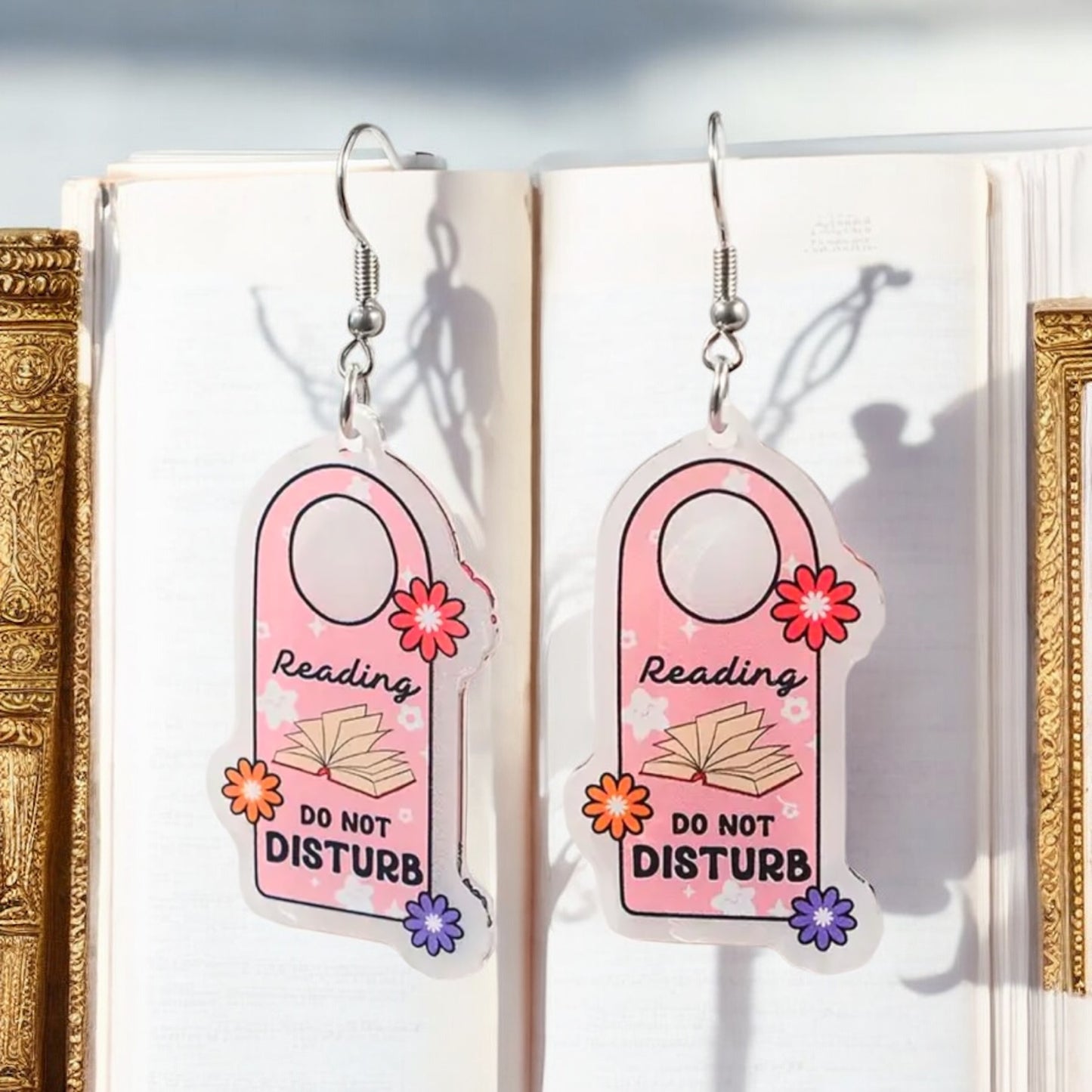 "Do Not Disturb - Reading" Acrylic Earrings