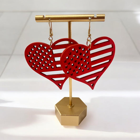 Red Heart Flag Earrings