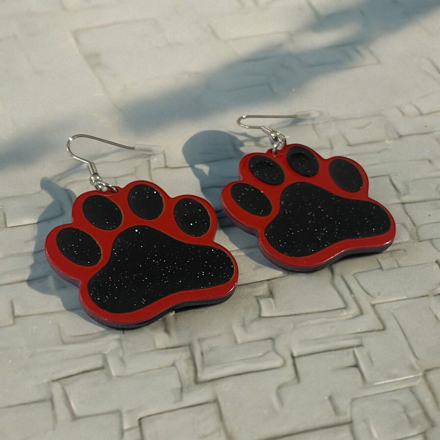 Glitter Paw Print Earrings