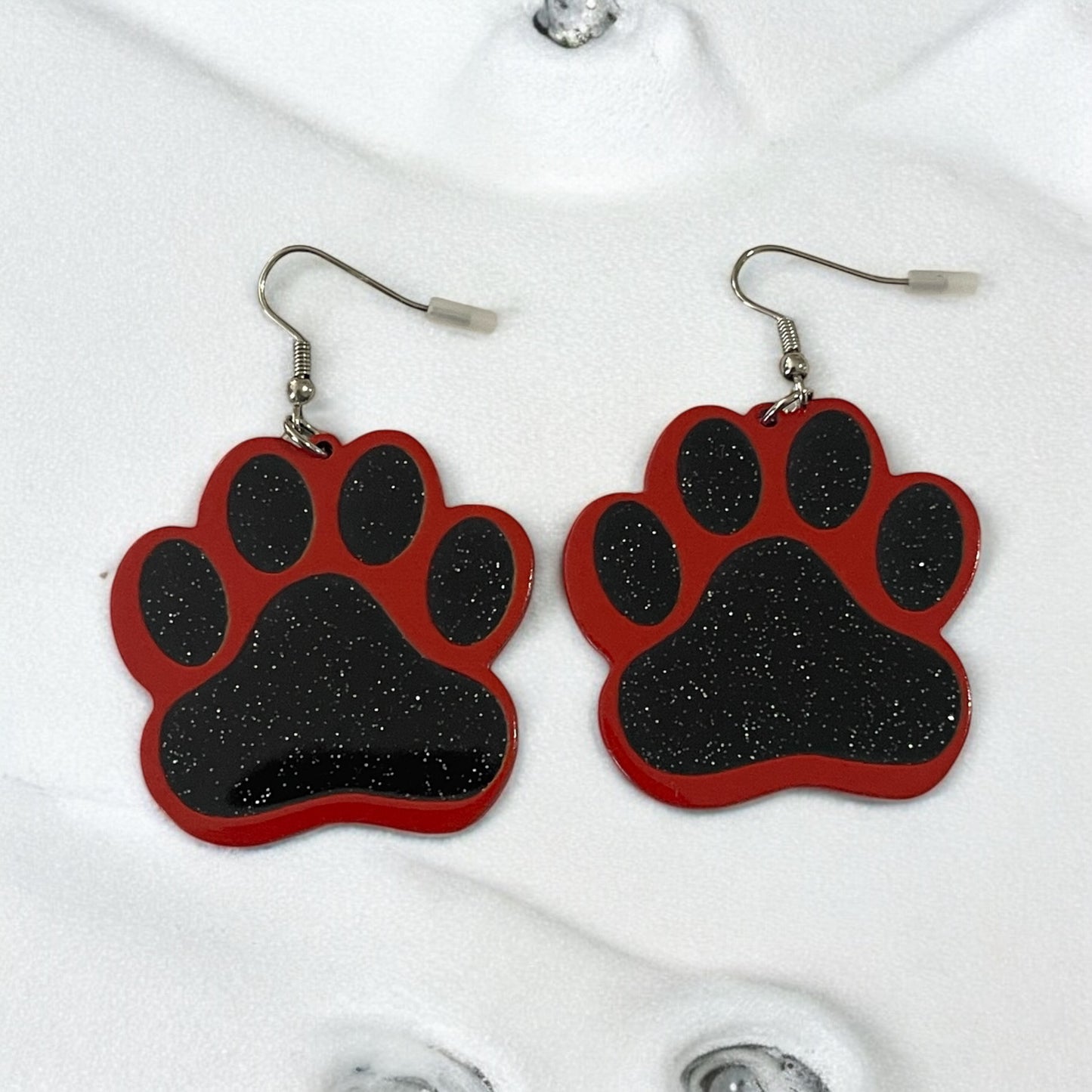 Glitter Paw Print Earrings