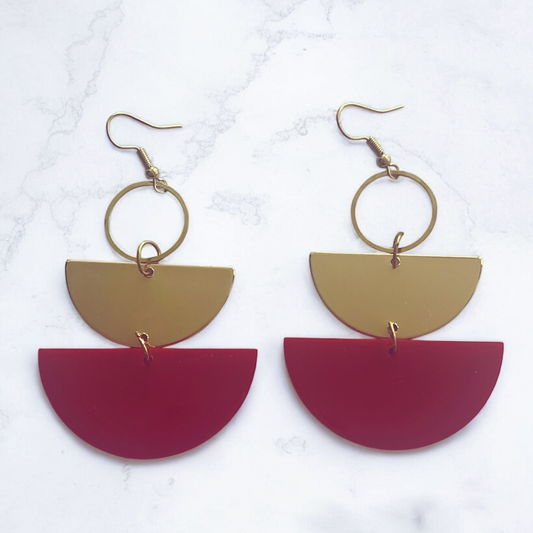 Red and Gold Dangle Earrings