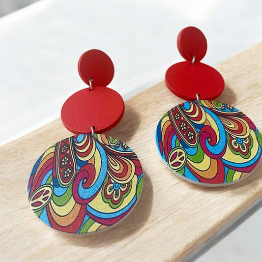 Triple-Layer Wood Drop Earrings