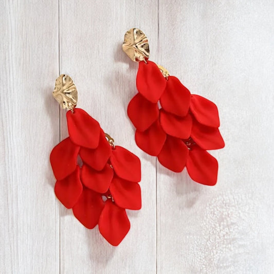 Red Leaf Cascade Earrings