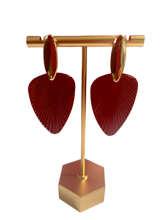 Bohemian Leaf-Shape Drop Earrings-Red