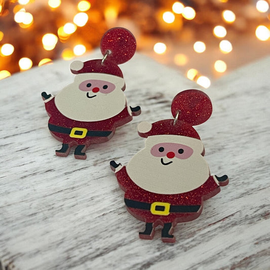 Jolly Santa Acrylic Earrings 🎅✨