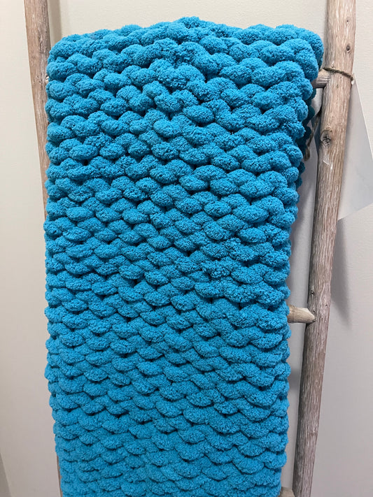 Jumbo Chunky Teal Chenille Blanket