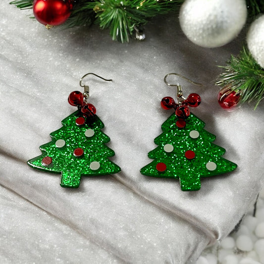 Jingle Bell Christmas Tree Earrings