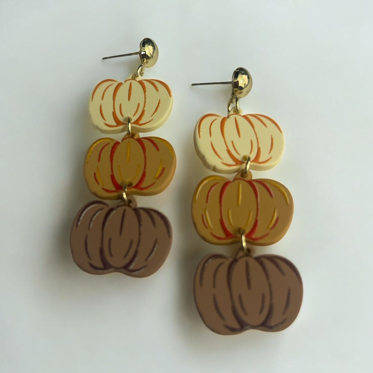 Trio Pumpkin Dangle Earrings – Fall Harvest Statement Jewelry