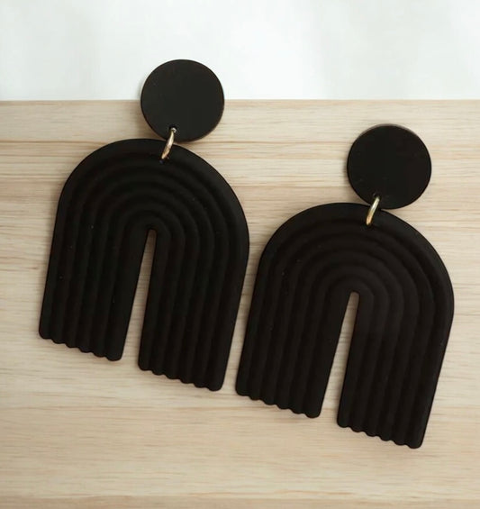 Black U-Shaped Statement Earrings