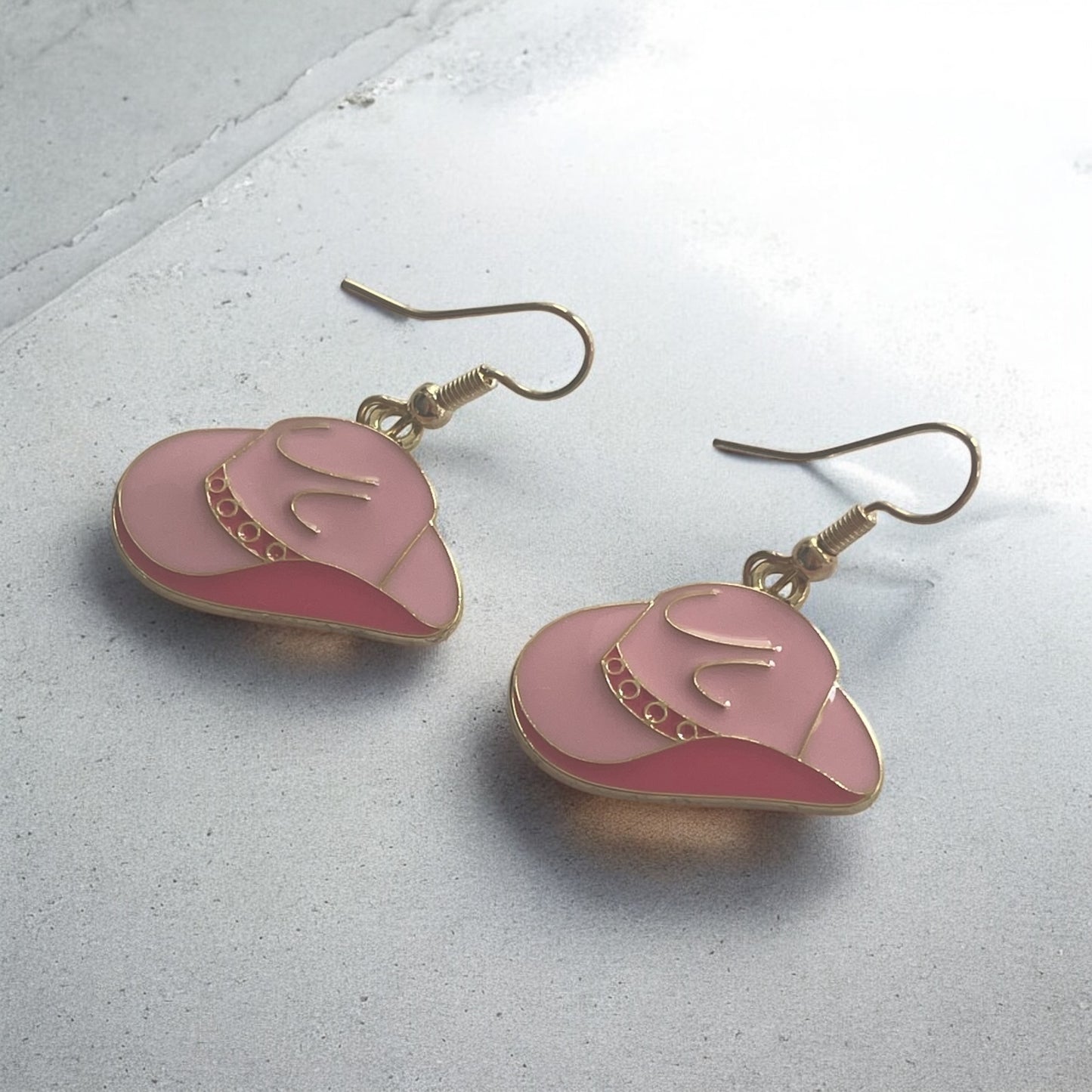 Charming Pink Cowboy Hat Earrings