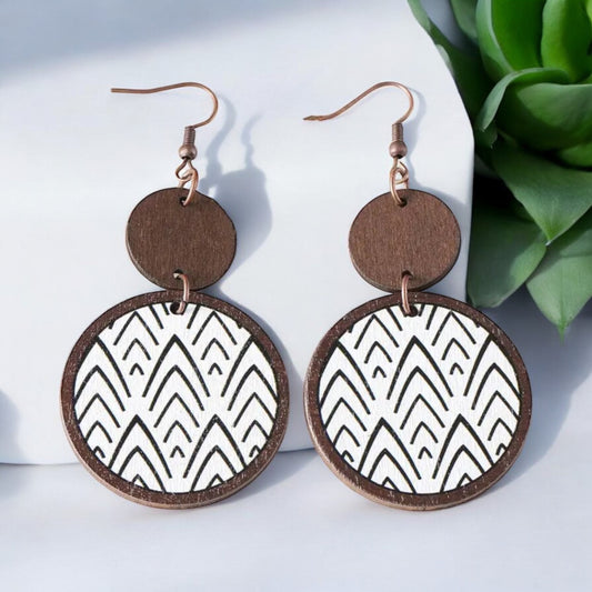 Boho Geometric Wooden Dangle Earrings