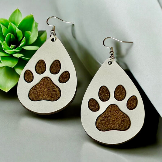 Rustic Paw Teardrop Earrings