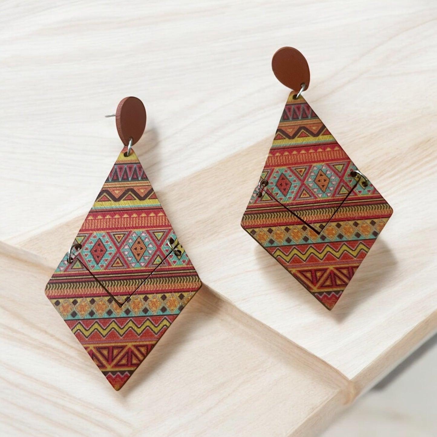 Boho Tribal Diamond Drop Earrings