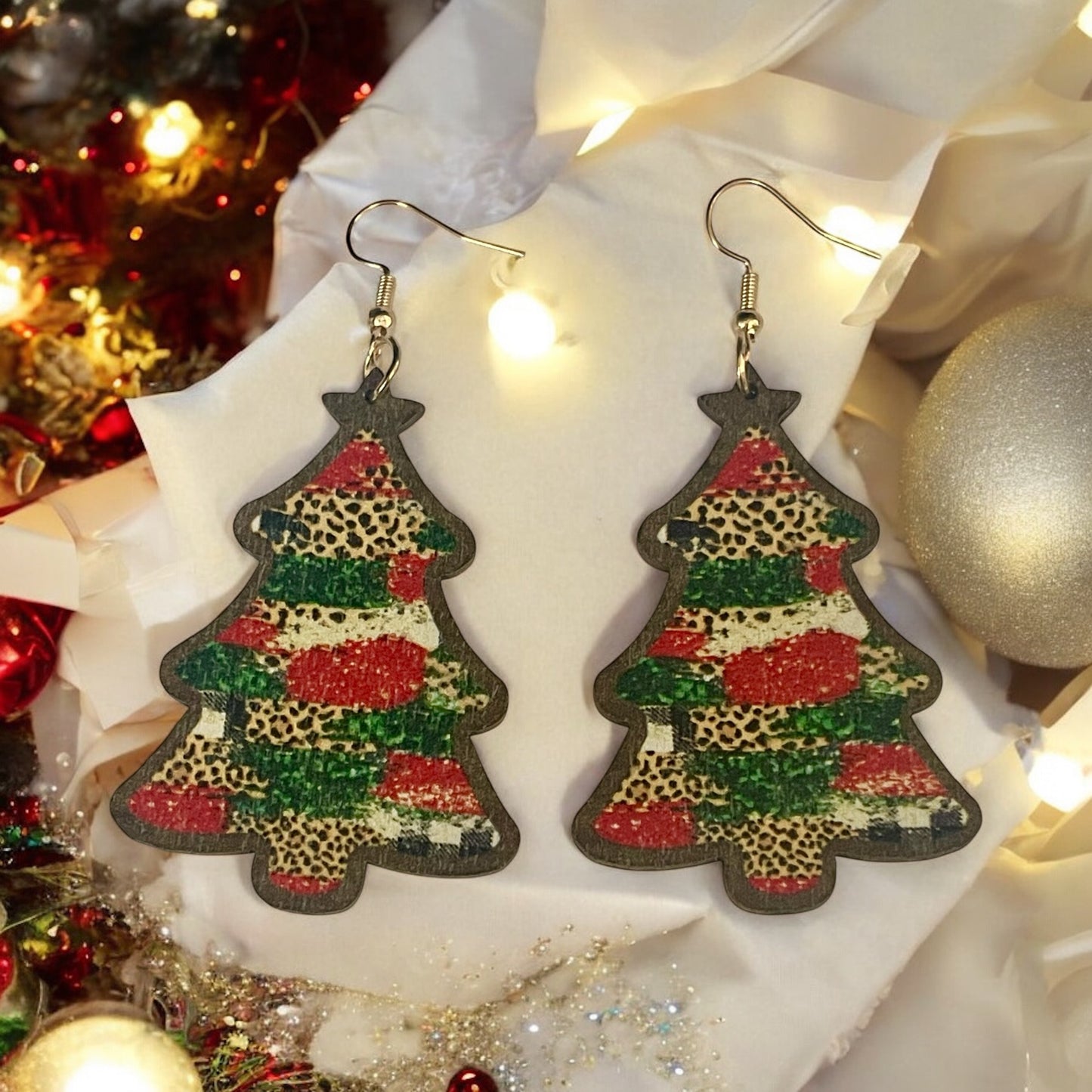 Wild Christmas Tree Wood Earrings 🎄✨