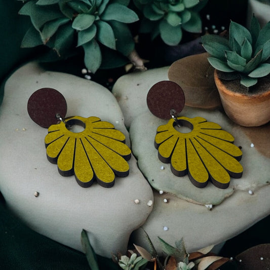 Vibrant Yellow Leaf-Shaped Earrings