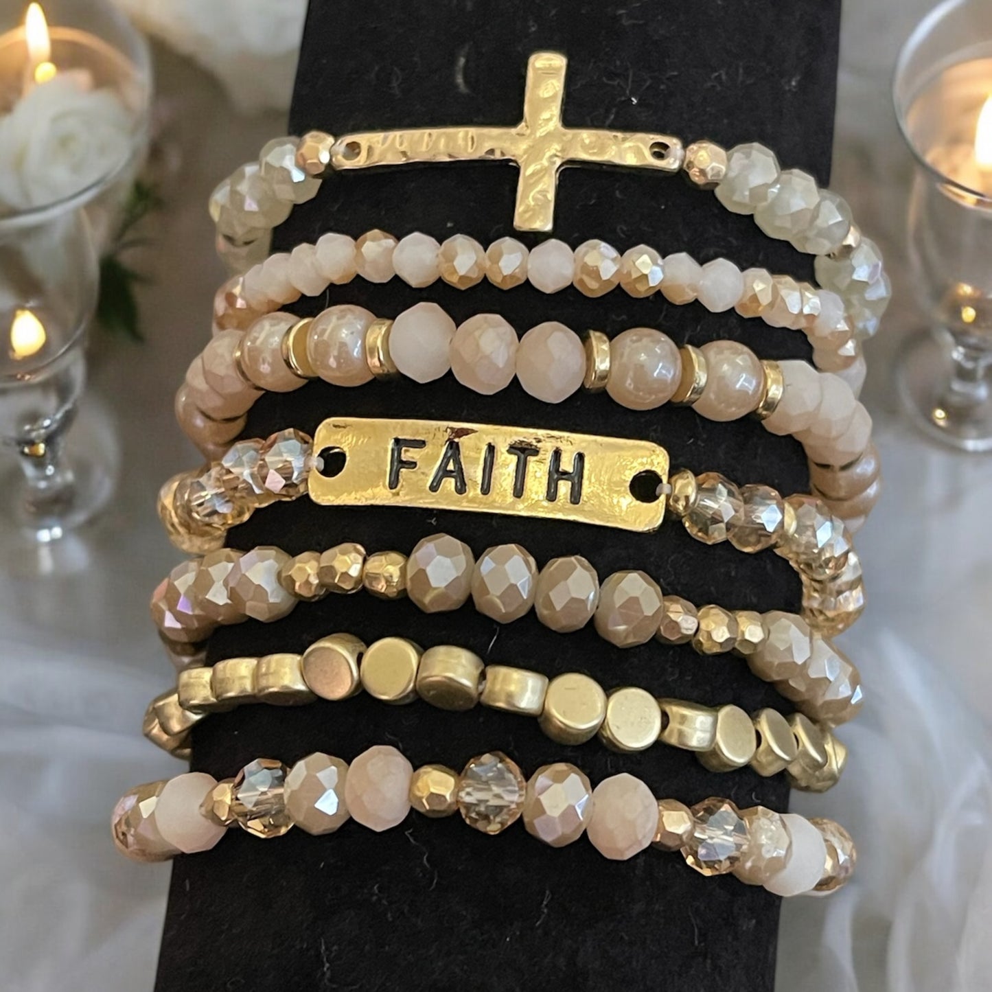7-Piece Faith Stretch Bracelet Set
